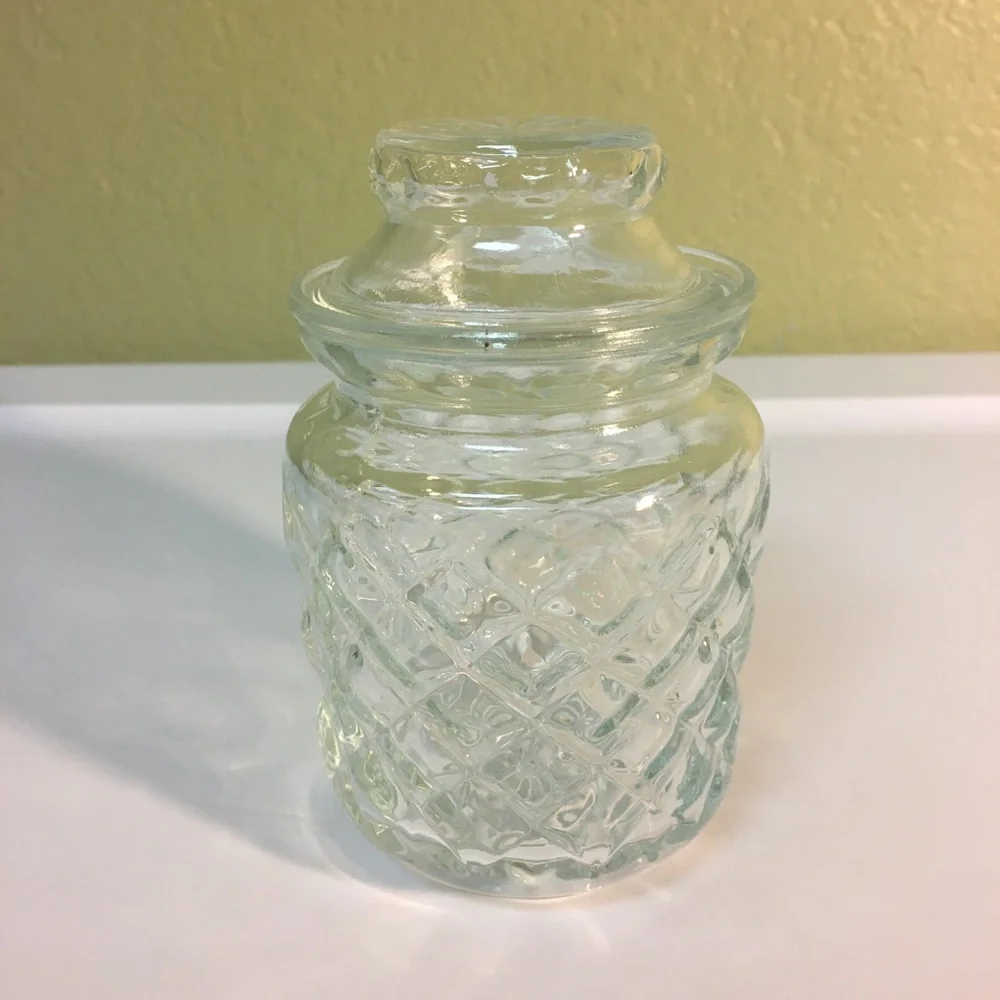 Vintage Clear Glass Jar With Lid